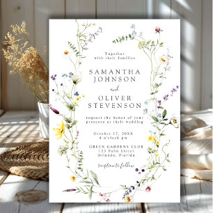 Invitation Fleurs de prairie sauvage Mariage de gerbe