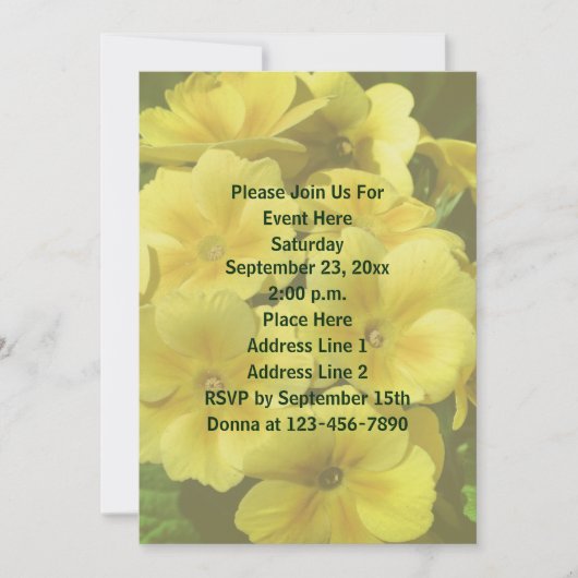 Invitation Fleurs de Primrose Jaune (Devant)