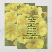 Invitation Fleurs de Primrose Jaune (Devant / Derrière)