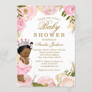Invitation Fleurs de princesse rose C'est une fille Baby Show