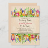 Invitation Fleurs de printemps 3e fête de pique-nique d'anniv (Devant / Derrière)