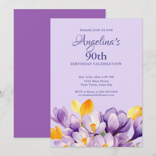 Invitation Fleurs de printemps à l'aquarelle pour 90e anniver