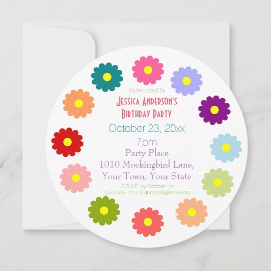 Invitation Fleurs de printemps Anniversaire (Devant)