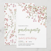 Invitation Fleurs de printemps Anniversaire (Devant / Derrière)