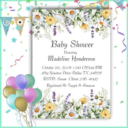 Invitation Fleurs de printemps Aquarelle Baby shower Invitati
