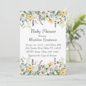 Invitation Fleurs de printemps Aquarelle Baby shower Invitati (Debout devant)