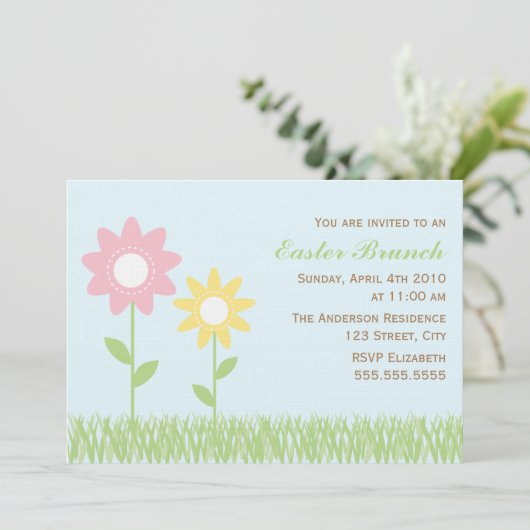 Invitation Fleurs de printemps Brunch de Pâques (Debout devant)