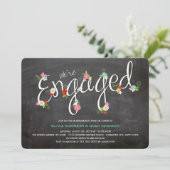 Invitation Fleurs de printemps Chalkboard Chic Engagement Par (Debout devant)