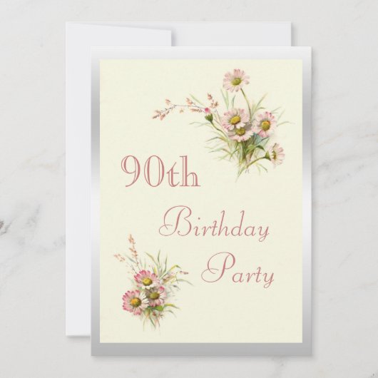 Invitation Fleurs de printemps chic 90e anniversaire (Devant)