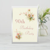 Invitation Fleurs de printemps chic 90e anniversaire (Debout devant)
