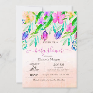 Invitation Fleurs de printemps colorées Aquarelle