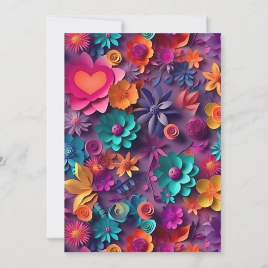 Invitation Fleurs de printemps colorées Mariage Motif (Dos)