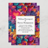 Invitation Fleurs de printemps colorées Mariage Motif (Devant / Derrière)