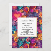 Fleurs de printemps colorées Motif Anniversaire