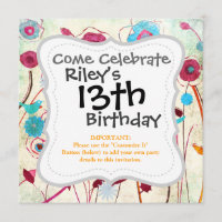 Fleurs de printemps colorées Oiseaux Mulberry Bleu