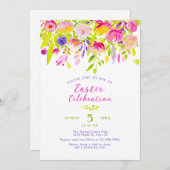 Invitation Fleurs de printemps colorées Pâques (Devant / Derrière)