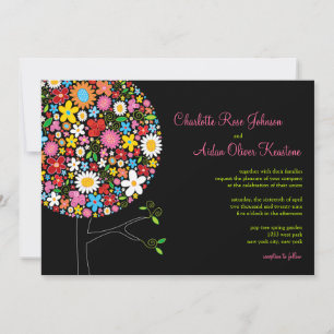 Invitation Fleurs de printemps colorées Whimsical Mariage Pop