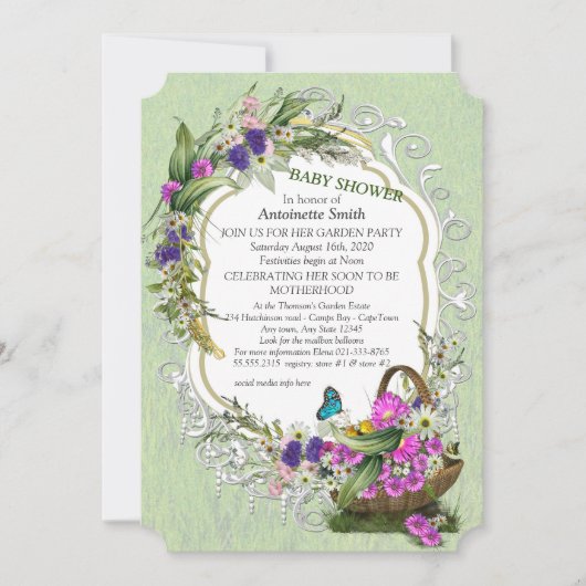 Invitation Fleurs de printemps dans un panier Baby shower Inv (Devant)