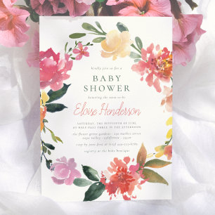 Invitation Fleurs de printemps Élégante et Simple Baby Show
