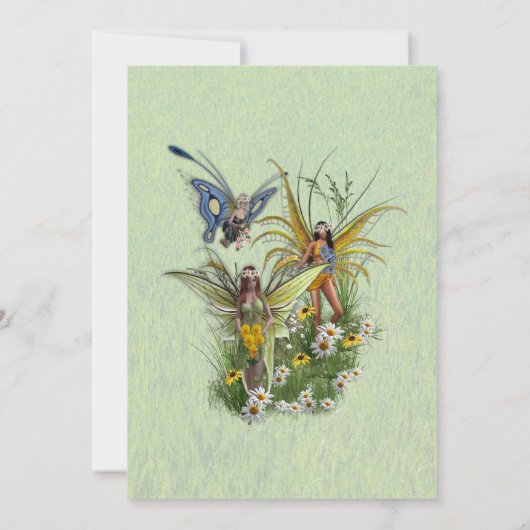 Invitation Fleurs de printemps et fées papillons (Dos)