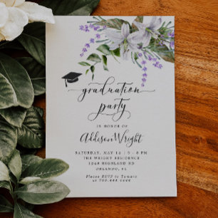Invitation Fleurs de printemps fête de graduation