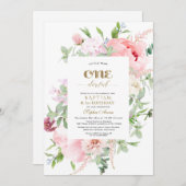 Invitation Fleurs de printemps fleurissent premier anniversai (Devant / Derrière)