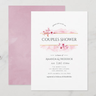 Invitation Fleurs de printemps géométriques roses pour douche
