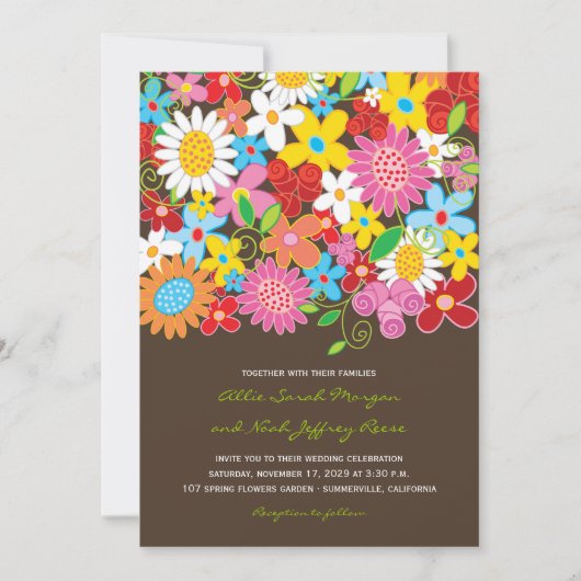Invitation Fleurs de printemps Jardin Mariage fantasque Invit (Devant)