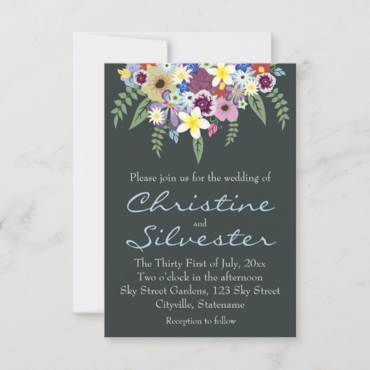 Invitation Fleurs de printemps, mariage 3,5 x 5 (Devant)