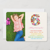 Invitation Fleurs de printemps Numéro Six Fille 6e Anniversai (Devant)