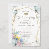 Invitation Fleurs de printemps, Papillons, Casquette de grade (Devant)