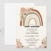 Invitation Fleurs de printemps | Rainbow Simple Girl Baby sho (Devant / Derrière)