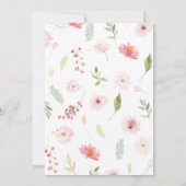 Invitation Fleurs de printemps rose bébé dans le Baby shower  (Dos)