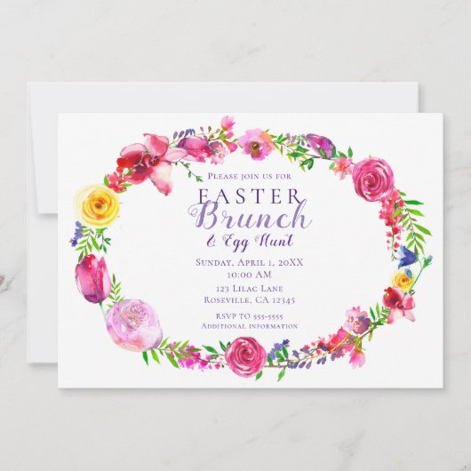 Invitation Fleurs de printemps rose et violet Floral Moderne (Devant)