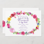 Invitation Fleurs de printemps rose et violet Floral Moderne (Devant / Derrière)