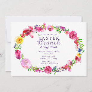 Invitation Fleurs de printemps roses et violettes Floral mode