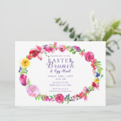 Invitation Fleurs de printemps roses et violettes Floral mode (Debout devant)