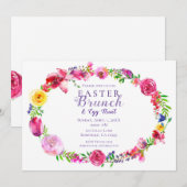 Invitation Fleurs de printemps roses et violettes Floral mode (Devant / Derrière)