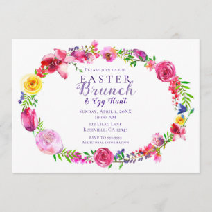 Invitation Fleurs de printemps roses et violettes Floral Mode