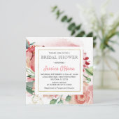 Invitation Fleurs de printemps Roses Mariage sous forme de pi (Debout devant)