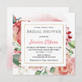 Invitation Fleurs de printemps Roses Mariage sous la pluie Pe (Devant / Derrière)