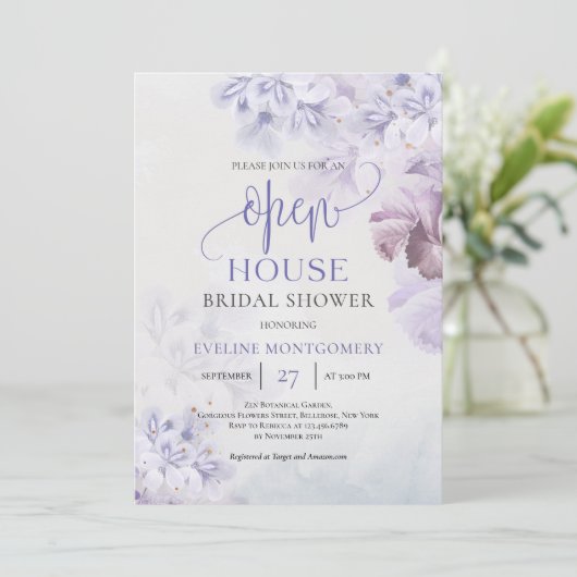 Invitation Fleurs de printemps rustiques violet rose roux rou (Debout devant)