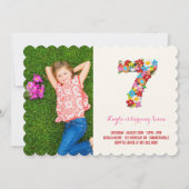 Invitation Fleurs de printemps Sept mignonnes Fille 7e Invita (Devant)