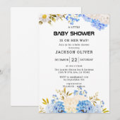 Invitation Fleurs de printemps | Simple Baby shower fille (Devant / Derrière)