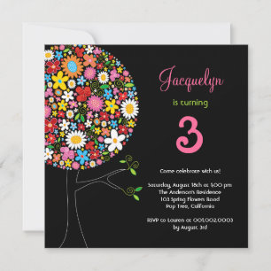 Invitation Fleurs de printemps Whimsical Pop Tree fête d'anni