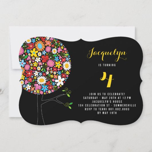 Invitation Fleurs de printemps Whimsical Pop Tree fête d'anni (Devant)