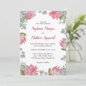 Invitation Fleurs de Protea Eucalyptus Foliage Mariage floral (Debout devant)