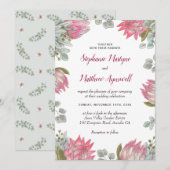 Invitation Fleurs de Protea Eucalyptus Foliage Mariage floral (Devant / Derrière)