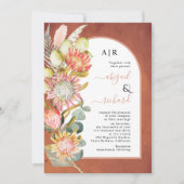 Invitation Fleurs de protea herbe des pampas mariage terre cu (Devant)
