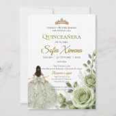 Invitation Fleurs de Quinceañera verdure (Devant)